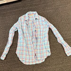 Faherty Blue and Pink Plaid Button Down Shirt